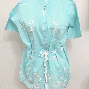 Embroidered Woman's Top with Ribbon Drawstring Waistline Veranesi Made in India